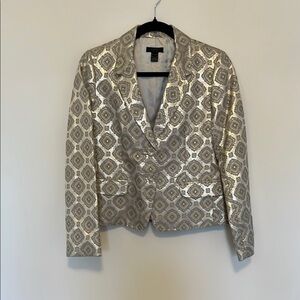 Elegant Silver and Gold Patterned J.Crew Collection Women's Jacket